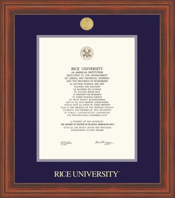 Rice University Millennium Diploma Frame - ONLINE ONLY