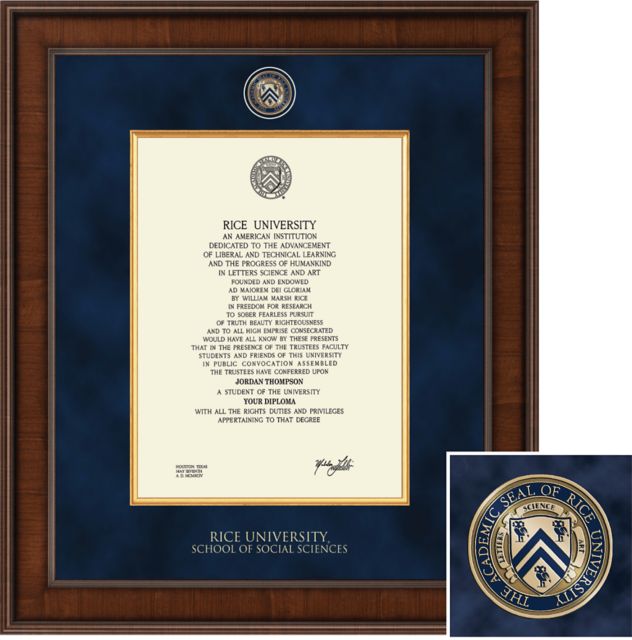 Church Hill Classics Presidential Diploma Frame. School of Social Sciences  - ONLINE ONLY