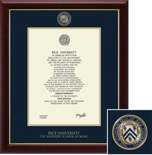 Church Hill Classics Masterpiece Diploma Frame The Shepherd School of Music  - ONLINE ONLY