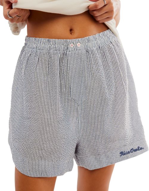 Rice Free People Womens Stripes Cloud Nine Boxer Rice Owls Script