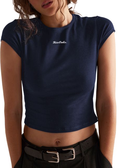Rice Free People Womens Morning Pages Tee Rice Owls Script