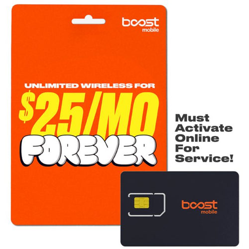 Boost Mobile SIM Kit: $25/MO Forever Unlimited Plan with Unlimited Talk, Text & Data - First Month Included - New Customers and US Phones Only - Must Activate  Online for Service