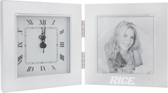 Rice Two Tone Photo Frame w/Clock Rice Engraved - ONLINE ONLY
