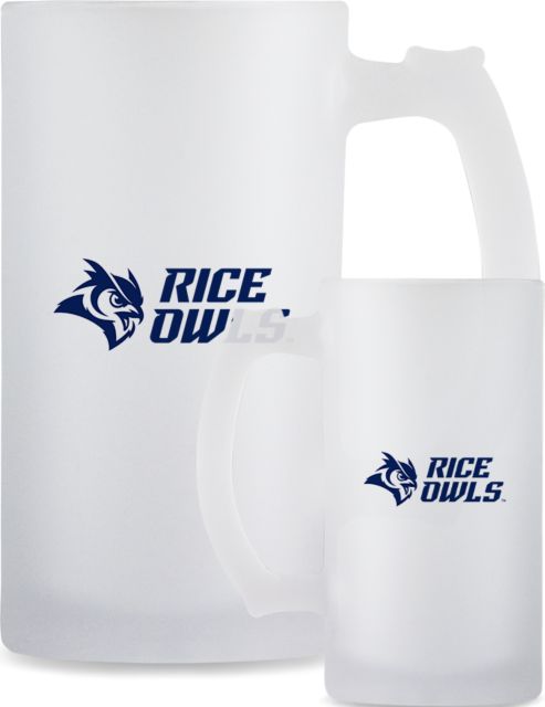 Rice Full Color Decorative Frosted Glass Mug 16oz Rice Owls Stacked - ONLINE ONLY